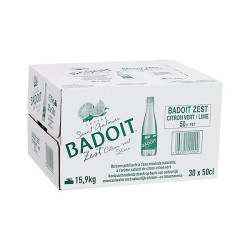 Badoit Citron vert 30 x 50 cl – Eau minérale gazeuse aromatisée citron, sans sucres